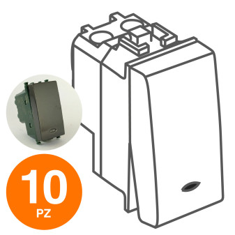 MAPAM Interruttore Spia (16A-250V) GEM Nero - Confezione 10pz - mod. 661N - Compatibile con Vimar