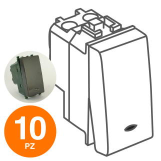 MAPAM Interruttore Spia (16A-250V) GEM Nero - Confezione 10pz - mod. 661N - Compatibile con Vimar