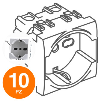MAPAM Presa Schuko Unel 2.0 (16A-250V) GEM Bianco - Confezione 10pz - mod. 615B - Compatibile con