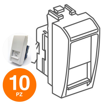 MAPAM Presa Telefono GEM Bianco - Confezione 10pz - mod. 623B - Compatibile con Vimar PLANA
