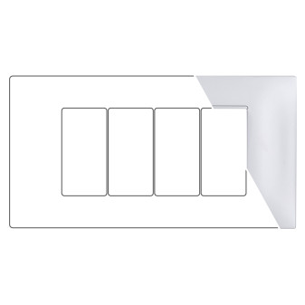 MAPAM Placca Tecnopolimero GEM 4P Silver - mod. 6004-09 - Compatibile con Vimar PLANA