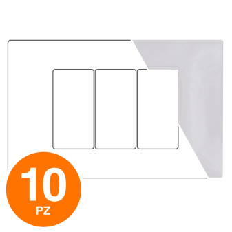 MAPAM Placca Tecnopolimero GEM 3P Bianco - Confezione 10pz - mod. 6003-01 - Compatibile con Vimar