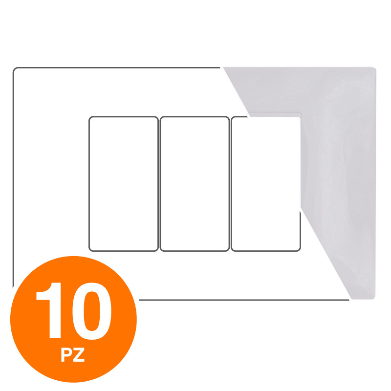 MAPAM Placca Tecnopolimero GEM 3P Bianco - Confezione 10pz - mod. 6003-01 - Compatibile con Vimar