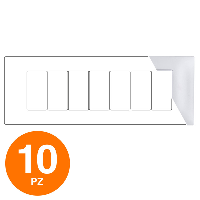 MAPAM Placca Tecnopolimero GEM 7P Silver - Confezione 10pz - mod. 6007-09 - Compatibile con Vimar