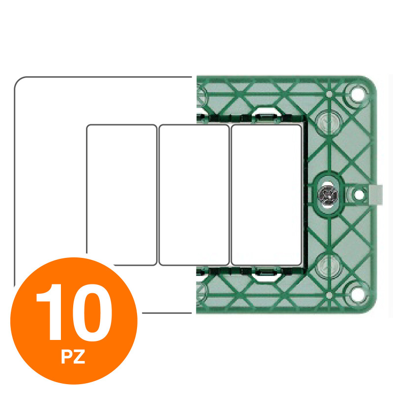 MAPAM Supporto GEM 3P - Confezione 10pz - mod. Z6003 - Compatibile con Vimar PLANA