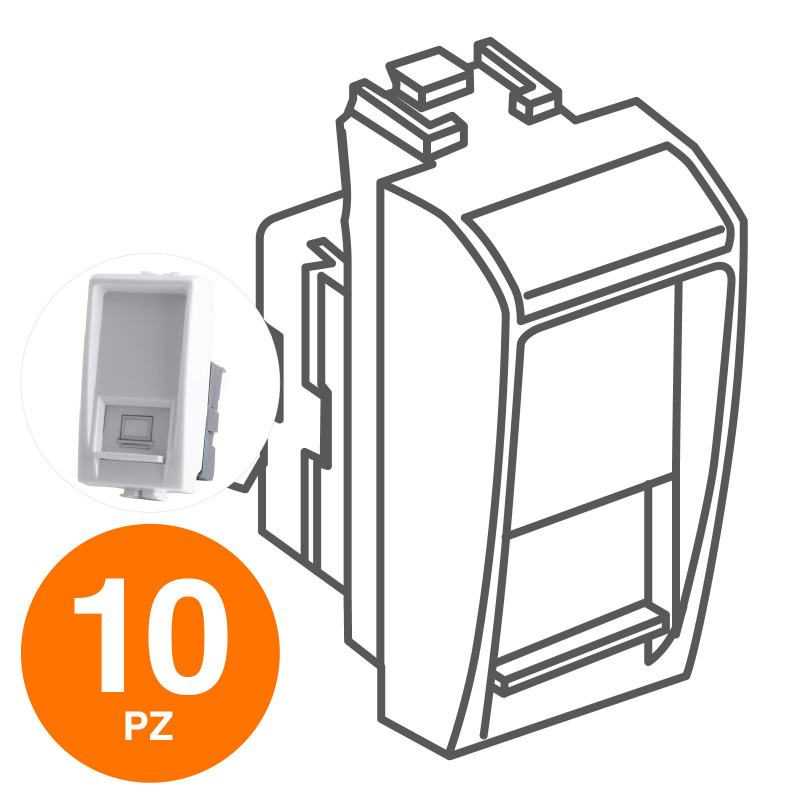MAPAM Connettore Rete Rj45 8 Pin Utp 5E JOY Bianco - Confezione 10pz - mod. 527B - Compatibile con