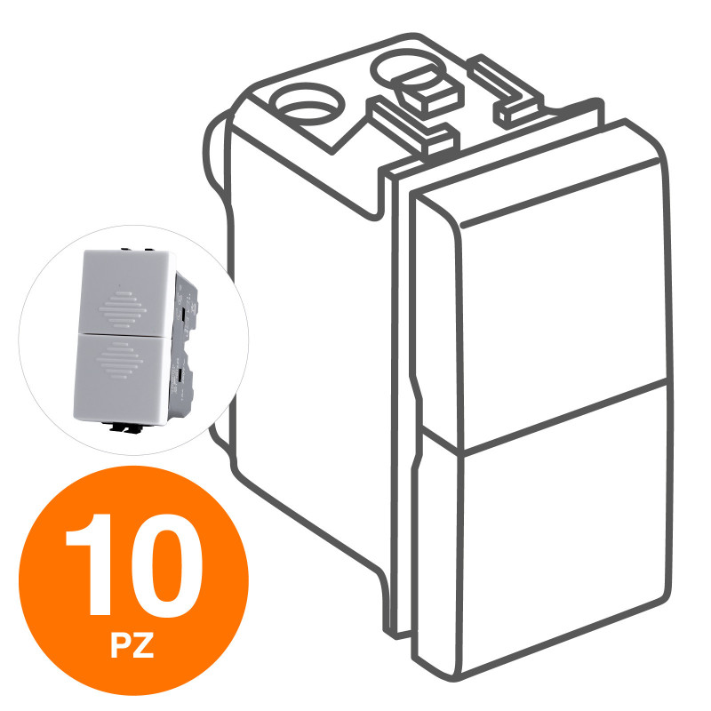 MAPAM Doppio Pulsante (10A-250V) JOY Bianco - Confezione 10pz - mod. 522B - Compatibile con BTicino