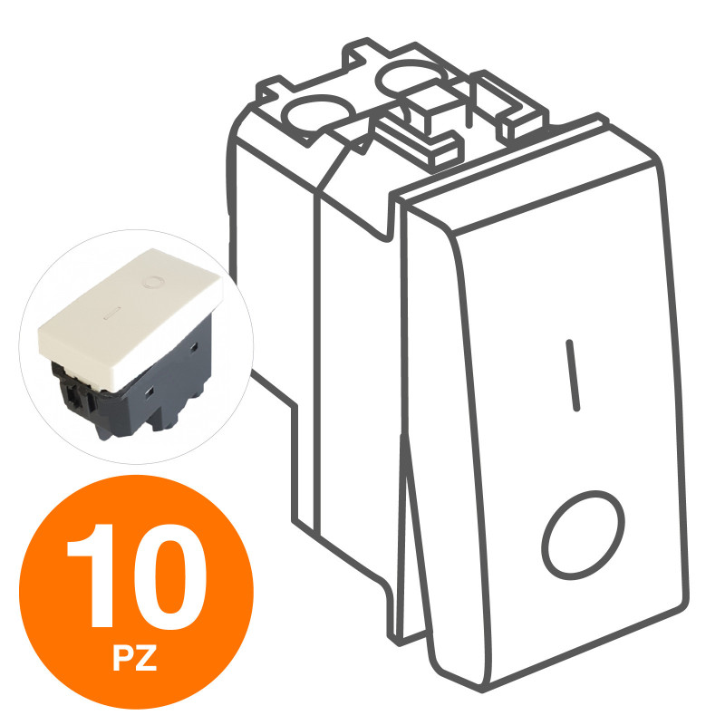 MAPAM Interruttore Bipolare 01 (16A-250V) JOY Bianco - Confezione 10pz - mod. 502B - Compatibile