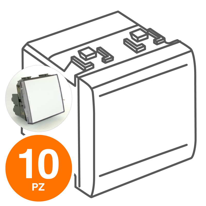 MAPAM Interruttore Campanello JOY Chiaro - Confezione 10pz - mod. 591-1 - Compatibile con BTicino