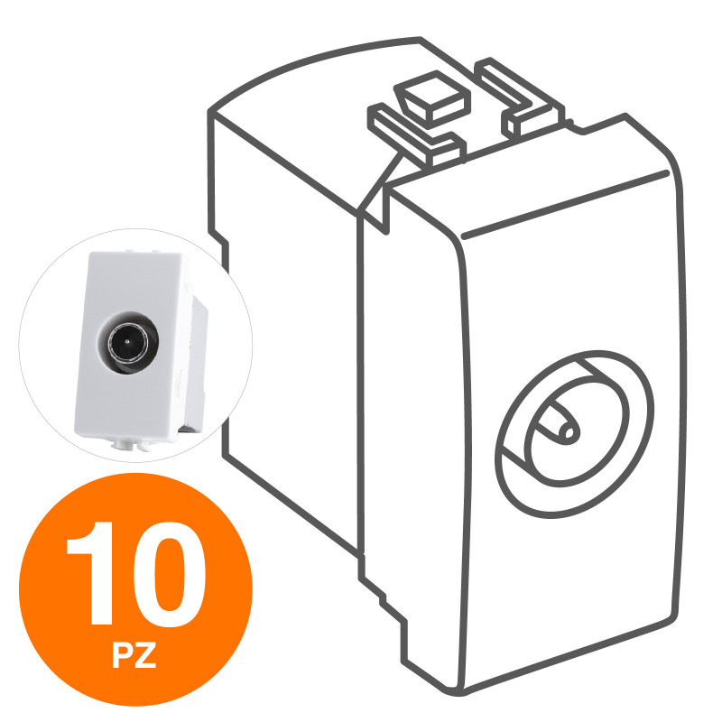 MAPAM Presa TV Derivata JOY Bianco - Confezione 10pz - mod. 526B - Compatibile con BTicino MATIX