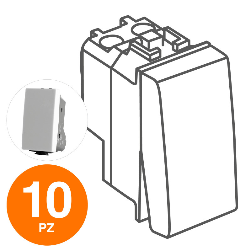 MAPAM Pulsante Unipolare (10A-250V) JOY Bianco - Confezione 10pz - mod. 505B - Compatibile con