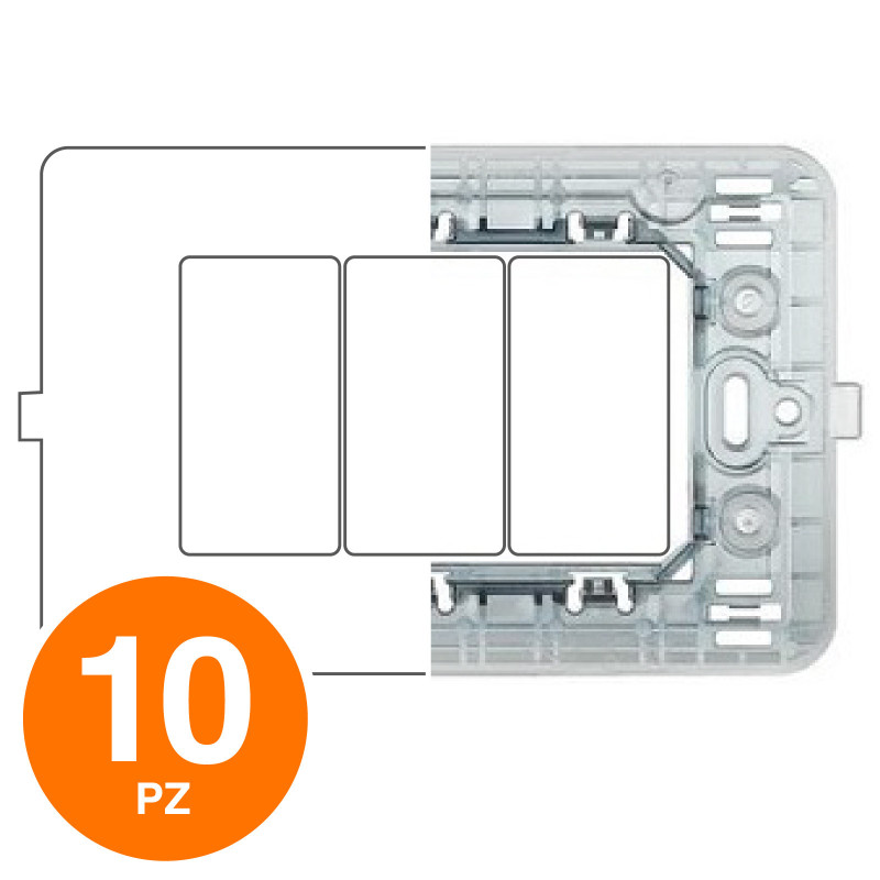 MAPAM Supporto JOY 3P - Confezione 10pz - mod. 7003-B - Compatibile con BTicino MATIX
