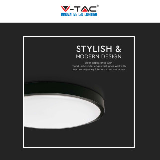 V-Tac VT-8624 Plafoniera LED Rotonda 24W SMD IP44 Colore Nero -