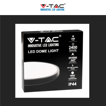 V-Tac VT-8624 Plafoniera LED Rotonda 24W SMD IP44 Colore Nero -