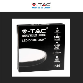 V-Tac VT-8624 Plafoniera LED Rotonda 24W SMD IP44 Colore Nero -