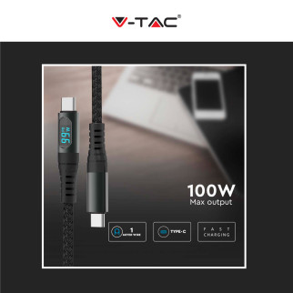 V-Tac VT-5303 Cavo USB Type-C Lunghezza 1m Colore Nero con Display LED - SKU 7746