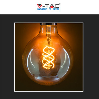V-Tac VT-2126 Lampadina LED E27 6W Globo G125 Filament Vetro Ambrato - SKU 217328