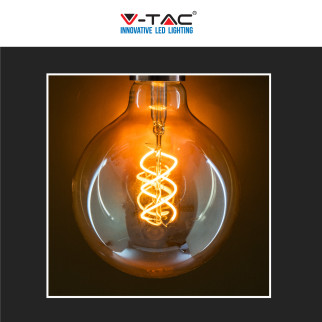V-Tac VT-2126 Lampadina LED E27 6W Globo G125 Filament Vetro Ambrato - SKU 217328