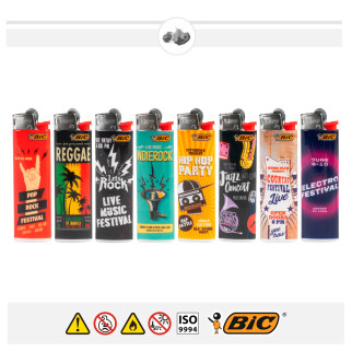 Bic Slim J23 Accendini Medi Fantasia Music Style - Serie da 5 Accendini