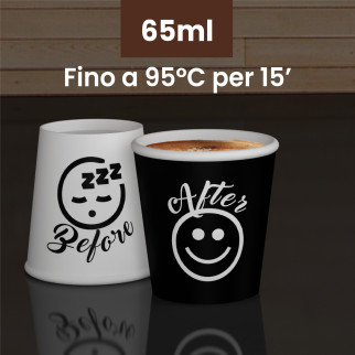 Bicchierini da Caffè in Carta Riciclabile con Fantasia DownUpCUP da 65ml - Confezione da 50