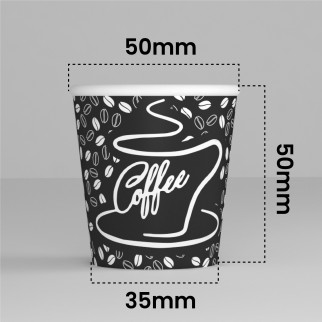 Bicchierini da Caffè in Carta Riciclabile con Fantasia BlackCUP da 65ml - Confezione da 50 Bicchieri