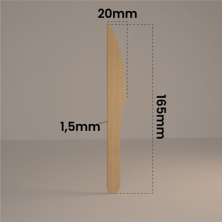 Coltelli Usa e Getta in Legno di Betulla Naturali Biodegradabili e Compostabili - Confezione da 100