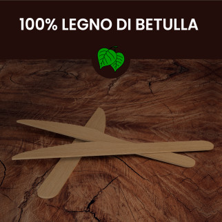 Coltelli Usa e Getta in Legno di Betulla Naturali Biodegradabili e Compostabili - Confezione da 100