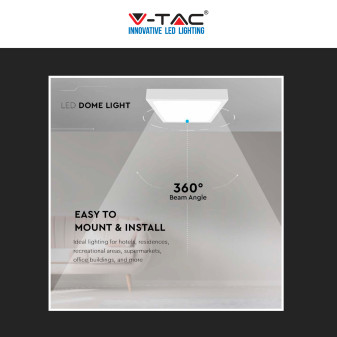 V-Tac VT-8624 Plafoniera LED Quadrata 24W SMD IP44 Colore