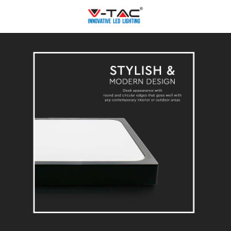 V-Tac VT-8624 Plafoniera LED Quadrata 24W SMD IP44 Colore Nero