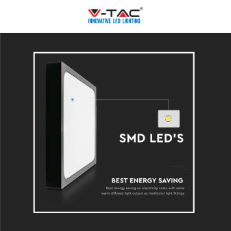 V-Tac VT-8624 Plafoniera LED Quadrata 24W SMD IP44 Colore Nero
