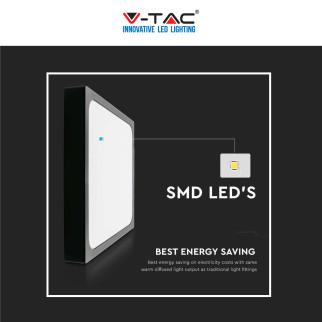 V-Tac VT-8624 Plafoniera LED Quadrata 24W SMD IP44 Colore Nero