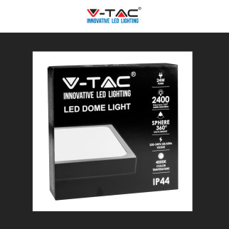 V-Tac VT-8624 Plafoniera LED Quadrata 24W SMD IP44 Colore Nero
