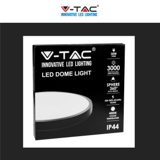 V-Tac VT-8630 Plafoniera LED Rotonda 30W SMD IP44 Colore Nero -