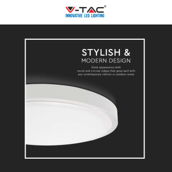 V-Tac VT-8630 Plafoniera LED Rotonda 30W SMD IP44 Colore Bianco