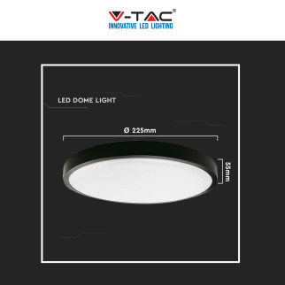 V-Tac VT-8618 Plafoniera LED Rotonda 18W SMD IP44 Colore Nero -