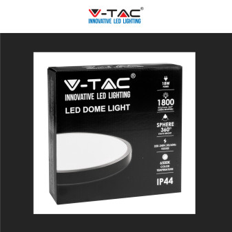 V-Tac VT-8618 Plafoniera LED Rotonda 18W SMD IP44 Colore Nero -