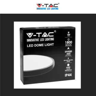 V-Tac VT-8618 Plafoniera LED Rotonda 18W SMD IP44 Colore Nero -
