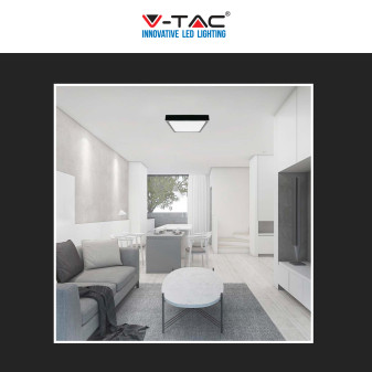 V-Tac VT-8618 Plafoniera LED Quadrata 18W SMD IP44 Colore Nero