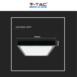 V-Tac VT-8618 Plafoniera LED Quadrata 18W SMD IP44 Colore Nero