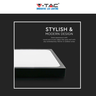 V-Tac VT-8618 Plafoniera LED Quadrata 18W SMD IP44 Colore Nero