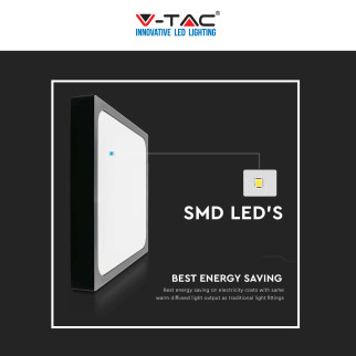 V-Tac VT-8618 Plafoniera LED Quadrata 18W SMD IP44 Colore Nero