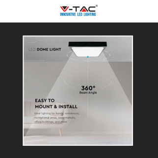 V-Tac VT-8618 Plafoniera LED Quadrata 18W SMD IP44 Colore Nero