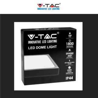 V-Tac VT-8618 Plafoniera LED Quadrata 18W SMD IP44 Colore Nero