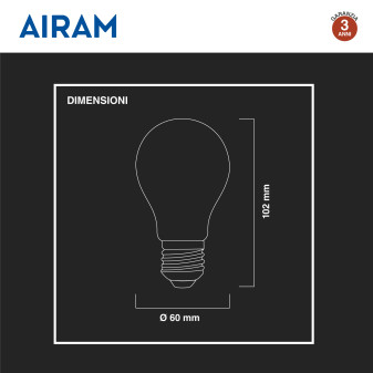 Bot Lighting Airam Frost Lampadina LED E27 8W Bulb A60 Goccia SMD per
