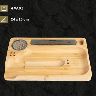 G-Rollz Stazione di Rollaggio in Legno di Bambù con Tessera Tritatabacco Magnetica e Porta Cartine