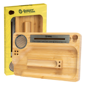 G-Rollz Stazione di Rollaggio in Legno di Bambù con Tessera Tritatabacco Magnetica e Porta Cartine
