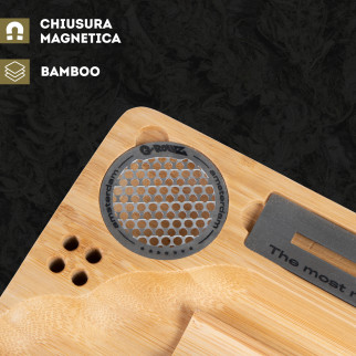 G-Rollz Stazione di Rollaggio in Legno di Bambù con Tessera Tritatabacco Magnetica e Porta Cartine