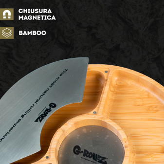 G-Rollz Stazione di Rollaggio in Legno di Bambù con Scomparti e Chiusure Magnetiche - 20x20cm