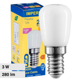 Imperia Lampadina LED E14 3W Tubolare T26 SMD in Vetro Satinato