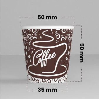 Bicchierini da Caffè in Carta Riciclabile con Fantasia Coffee da 65ml - Confezione da 50 Bicchieri